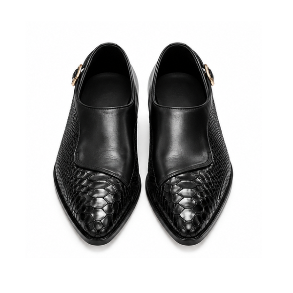 Royale Croc-Embossed Monk Shoes
