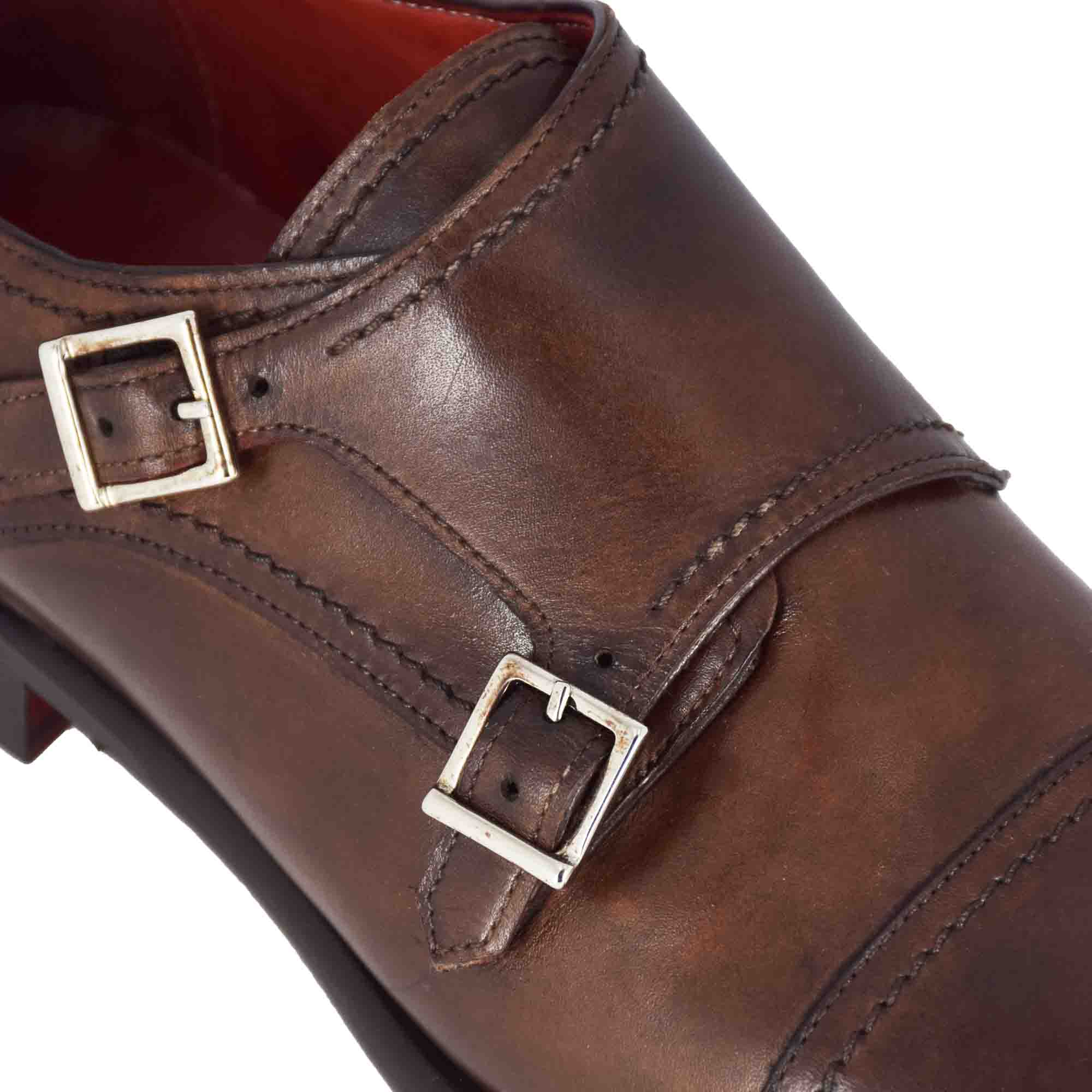 Italian shoe with double buckle for men