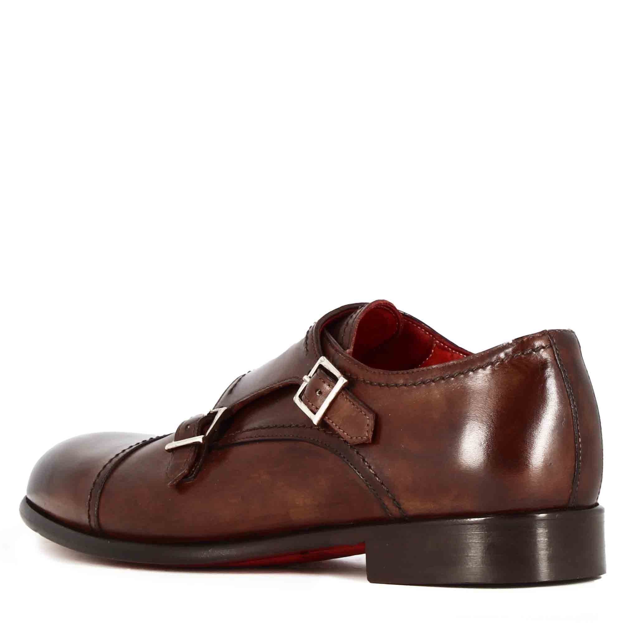 Italian shoe with double buckle for men