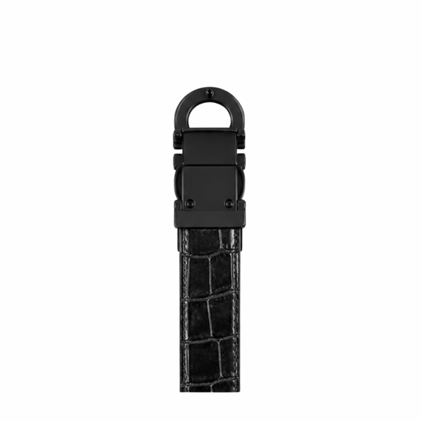 S Style Buckle Midnight Croc Leather Belt