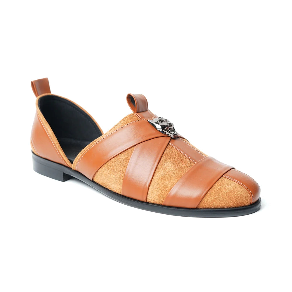 Criss Cross Slip-On Sandal - Tan