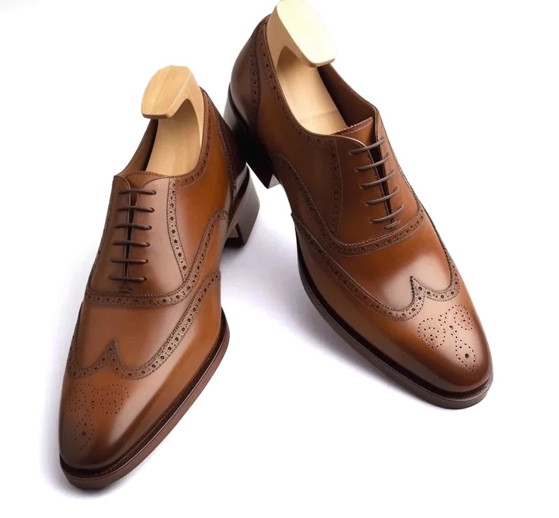 TAN ADRION BROGUE WINGTIP OXFORDS