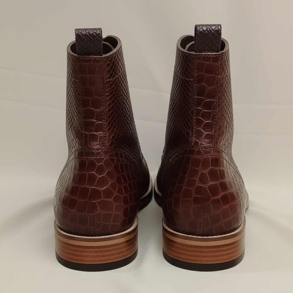 Serpente Textured Luxe Lace-Up Boots