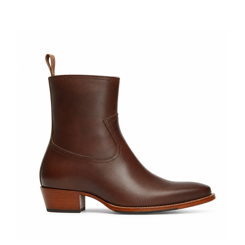 Side Zip Western Boot Hand Dyed Leather