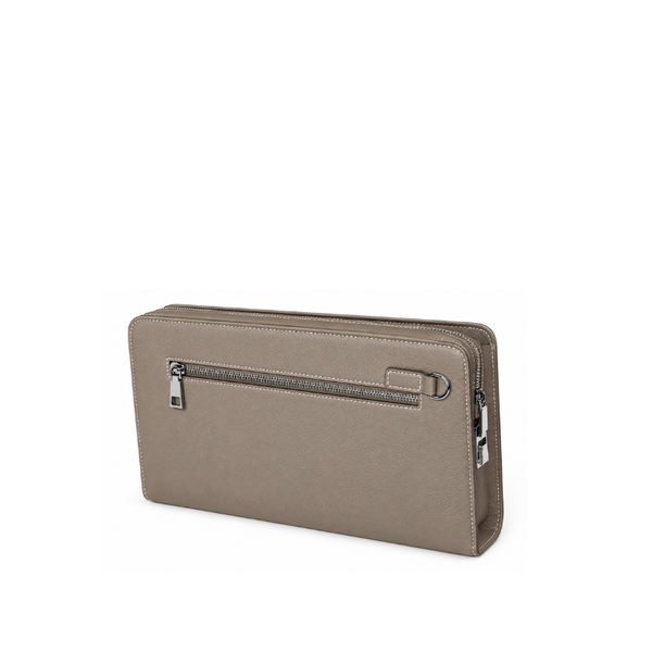 Single Zipper Luxury Leather Clutch - Beige