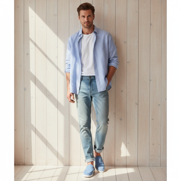 Azure Drift Suede Relaxed Fit Mule