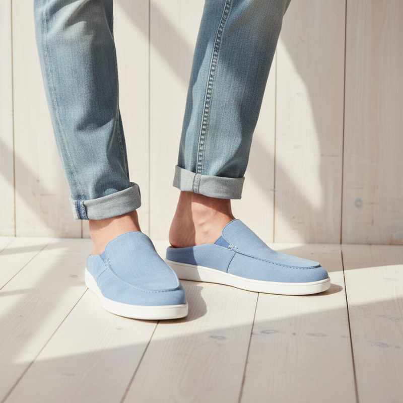 Azure Drift Suede Relaxed Fit Mule