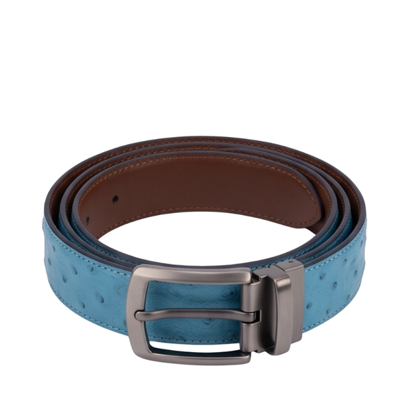 Sky Ostrich Grain Genuine Leather Belt