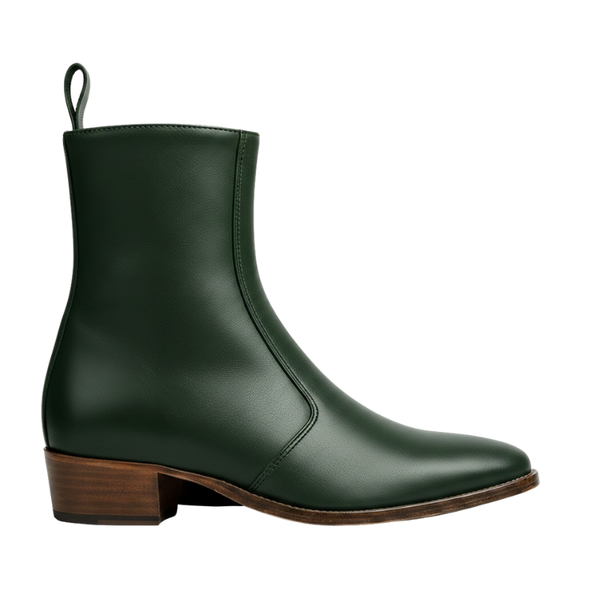 SleekCurve Side Zip Boot - Leather - Green