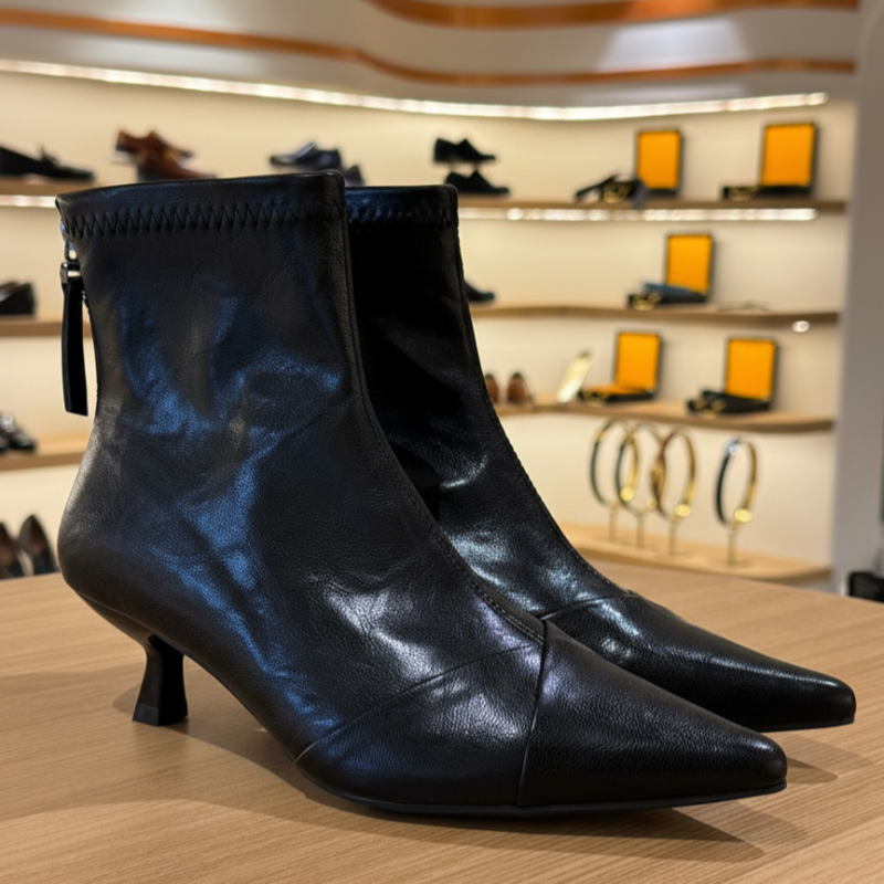 Luxury Sleek Zip Sock Ankle Boots