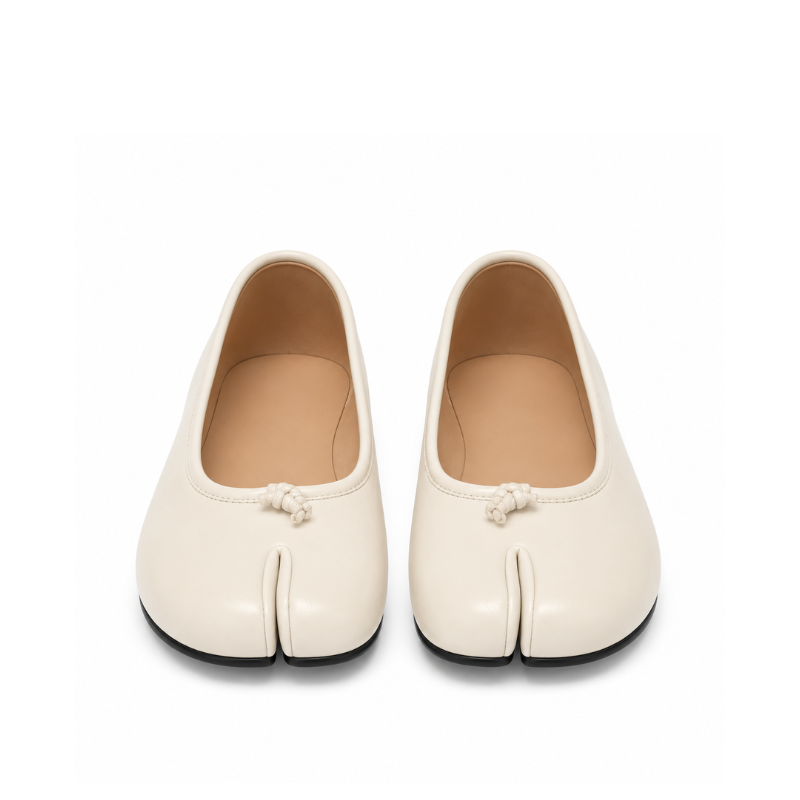 Split-Toe Knot Detail Ballet Flats