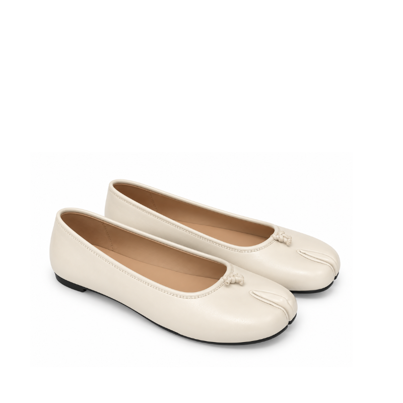 Split-Toe Knot Detail Ballet Flats