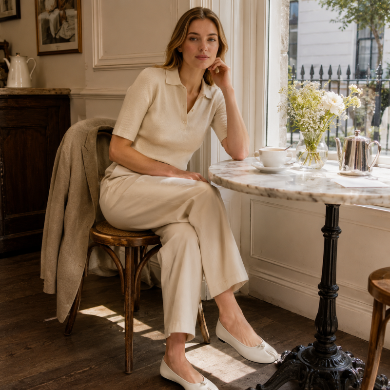 Split-Toe Knot Detail Ballet Flats