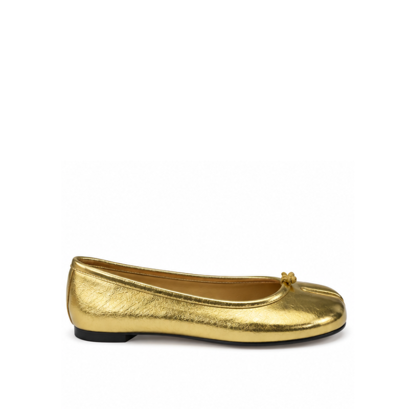 Split-Toe Knot Detail Ballet Flats - Golden