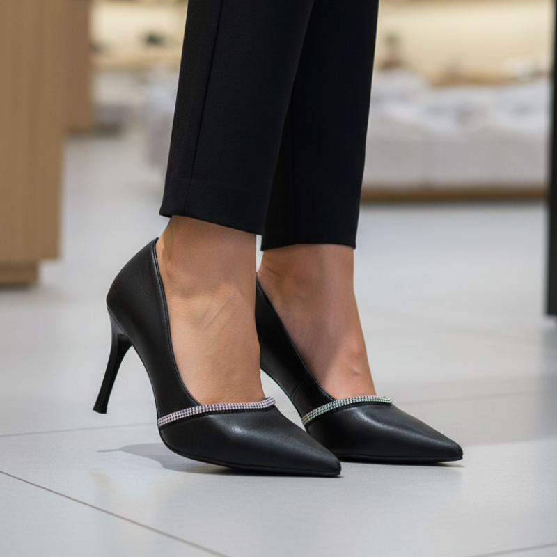 Crystal Trim Stiletto Heels