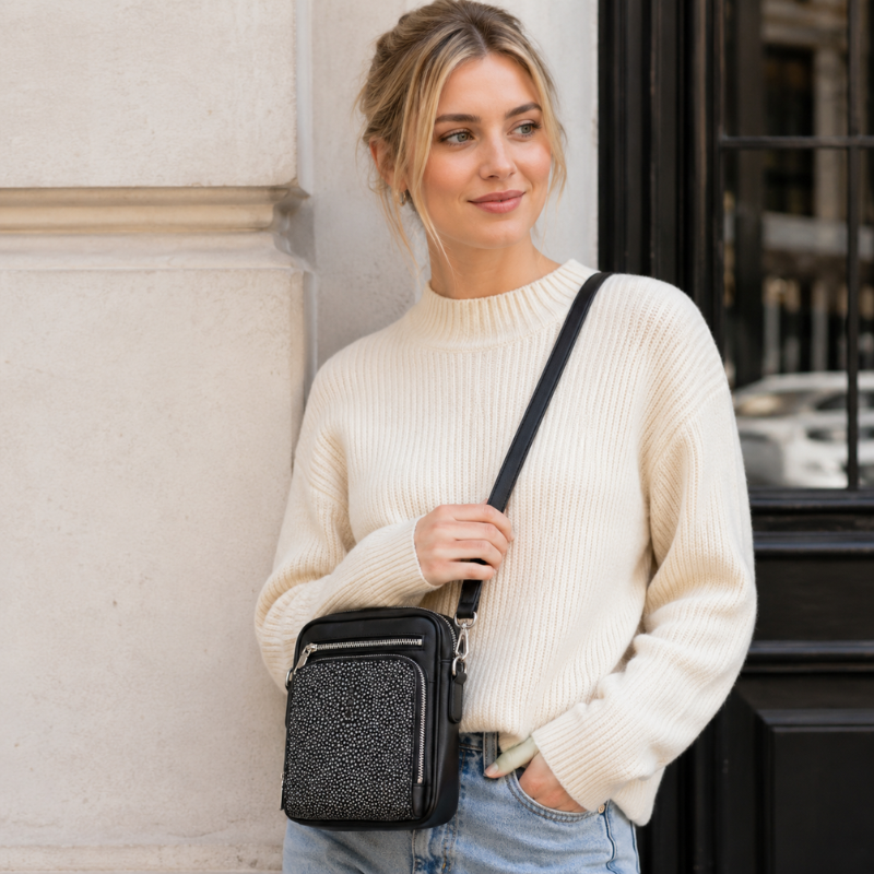 Stingray Texture Leather Crossbody Bag