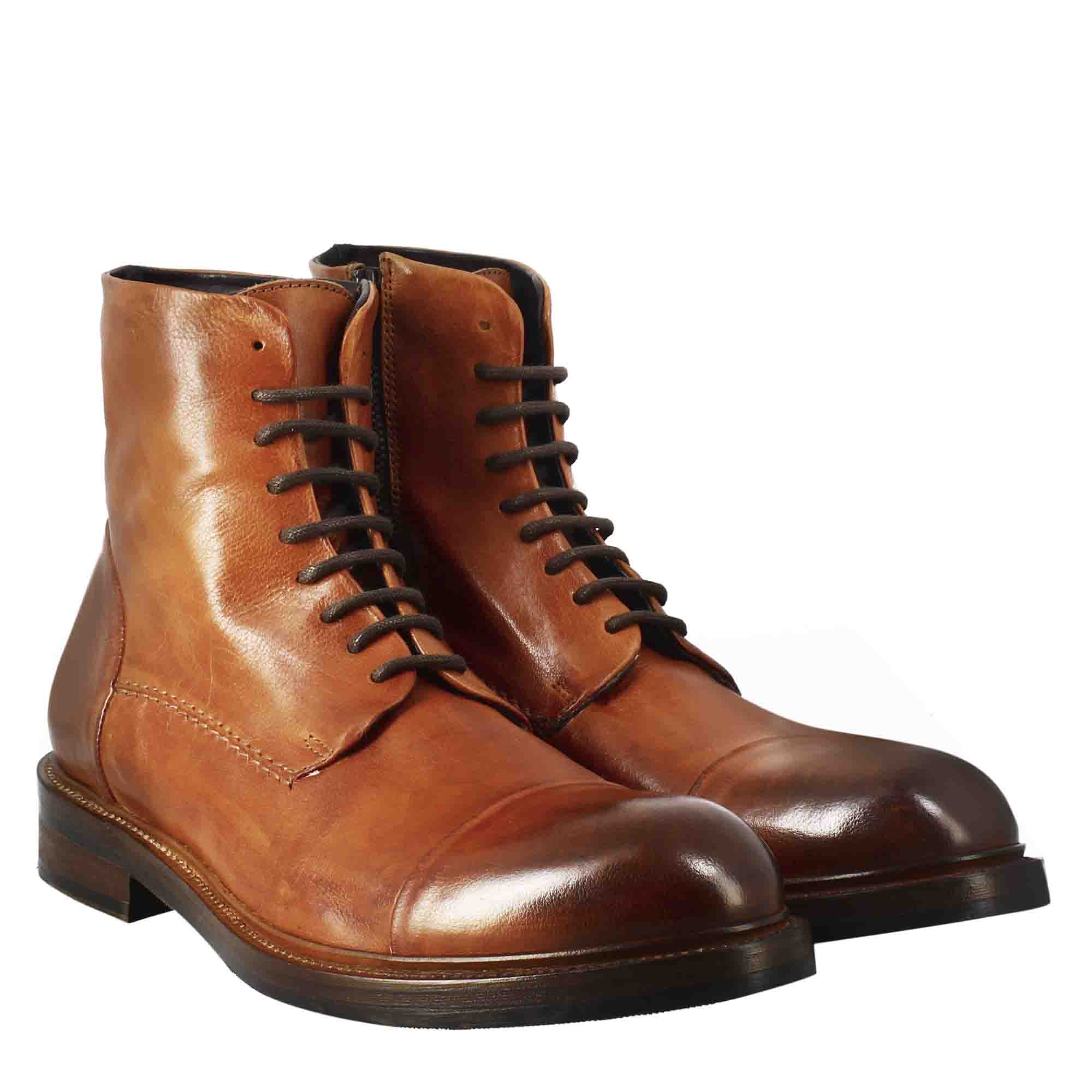 Tan Washed Leather Amphibian Boots