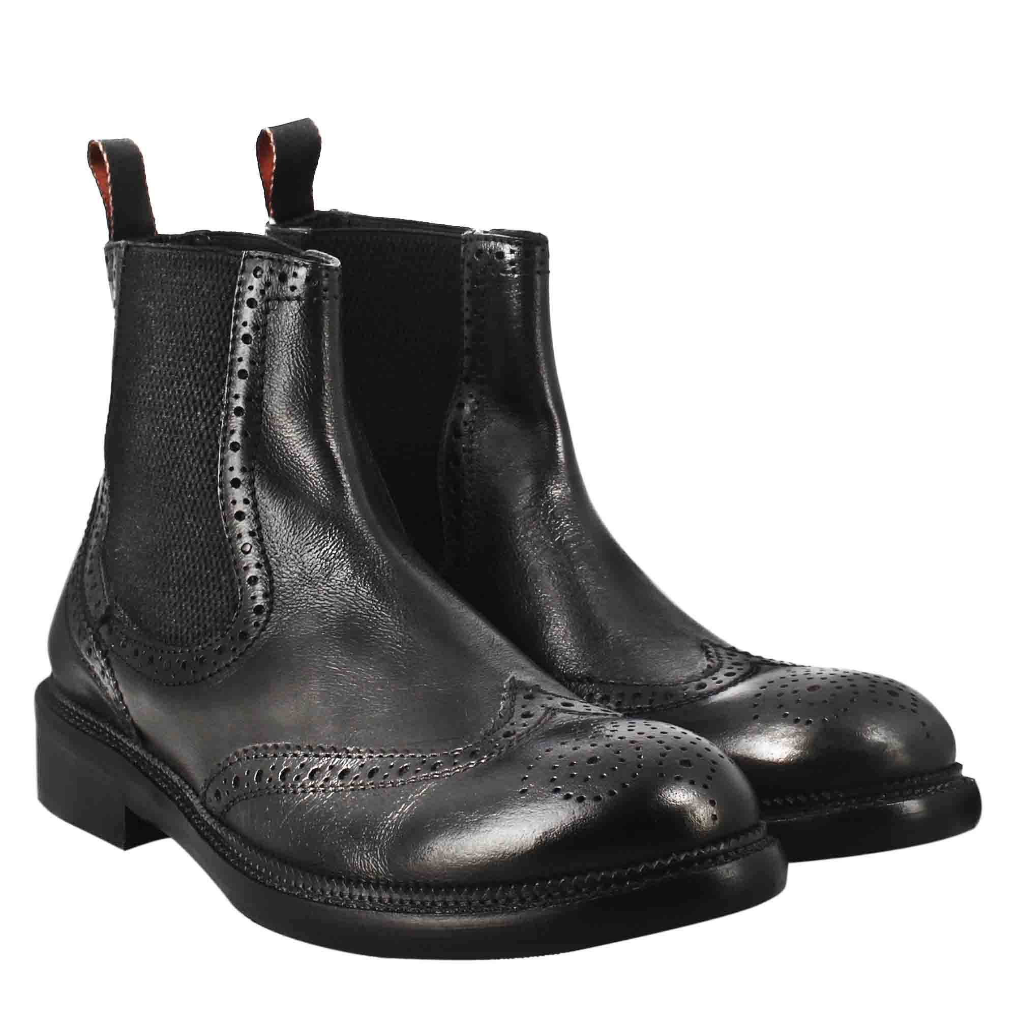 Men's candy chelsea boot in black washed leather