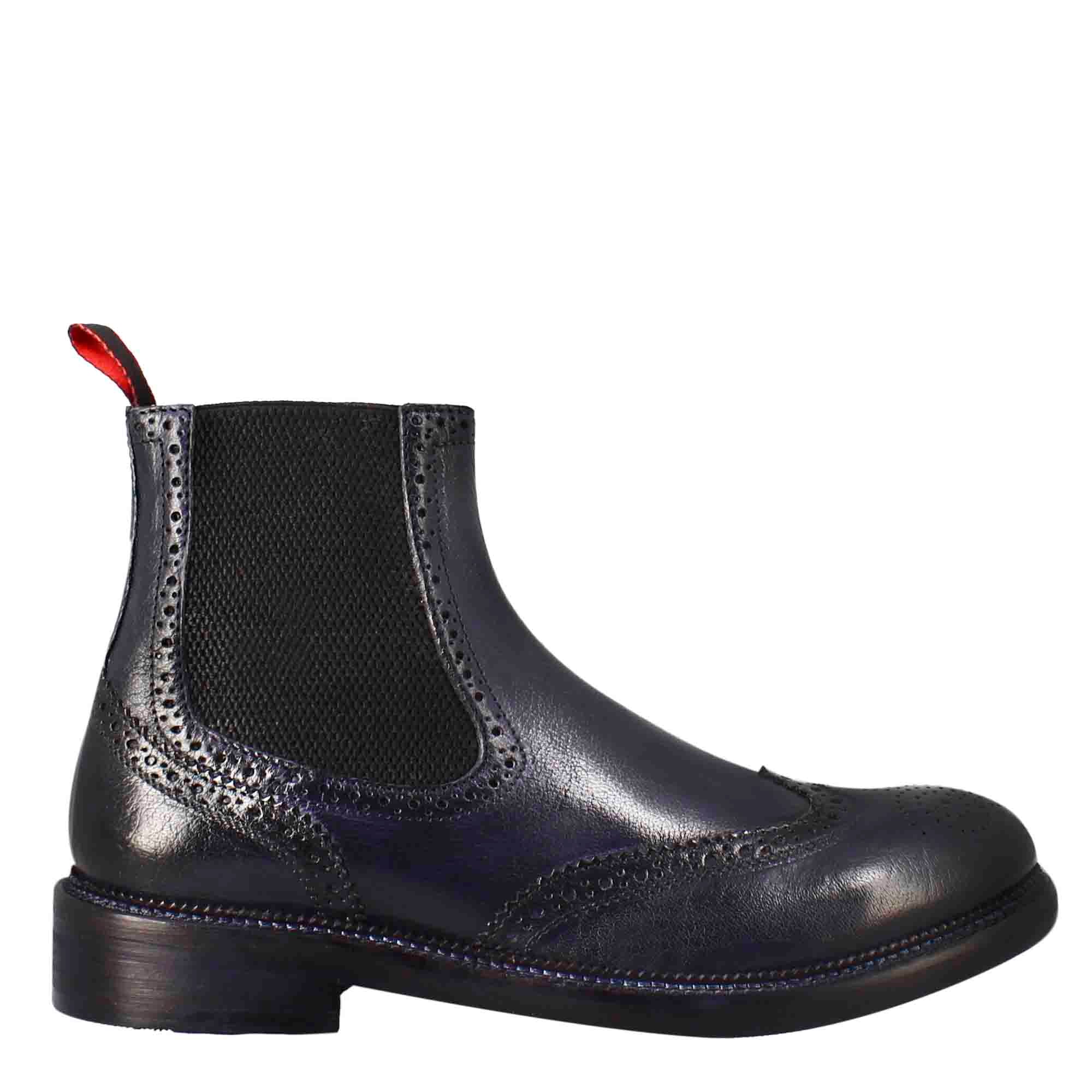 Men's candy chelsea boot in dark blue washed leather