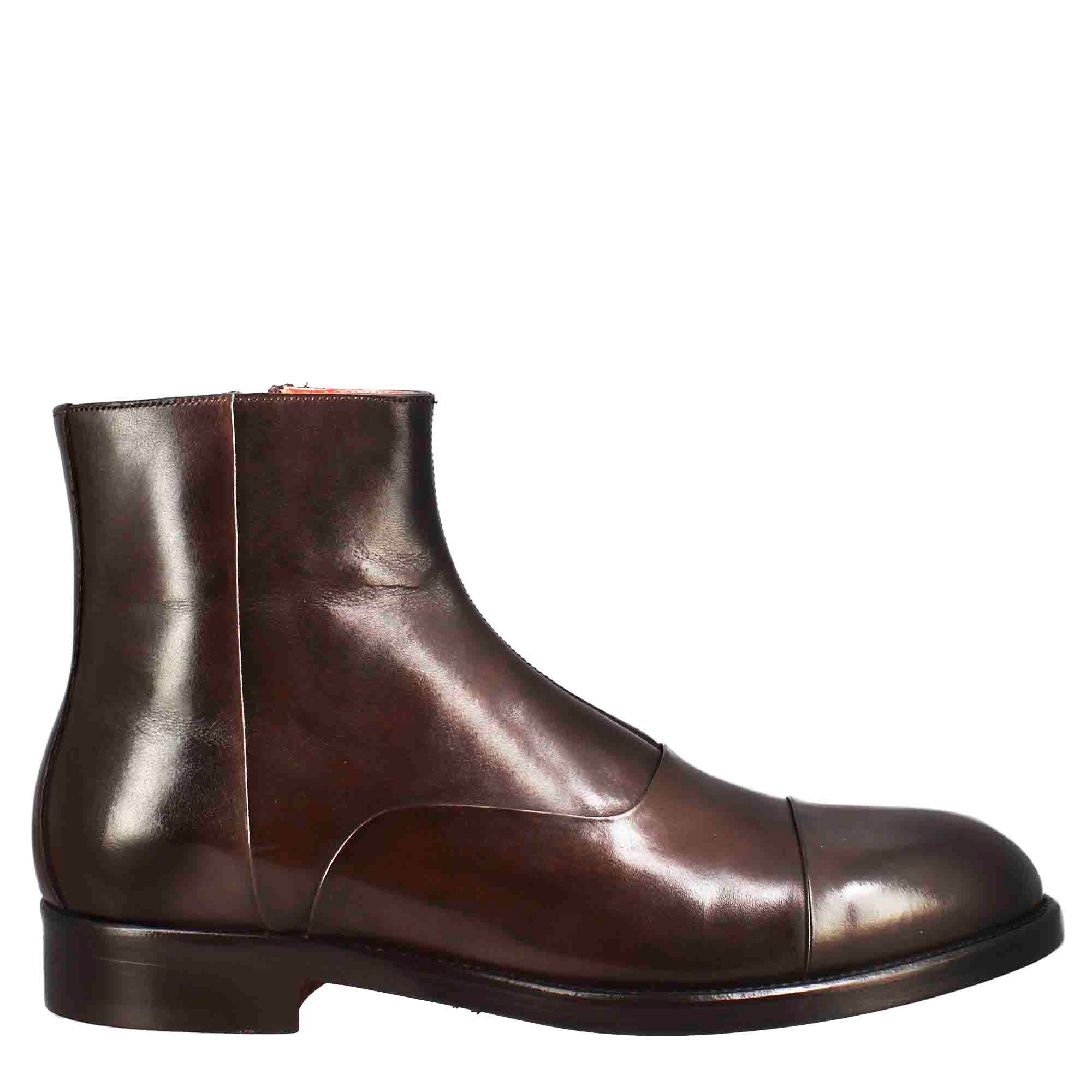 Ankle Boots in Chocolate Leather