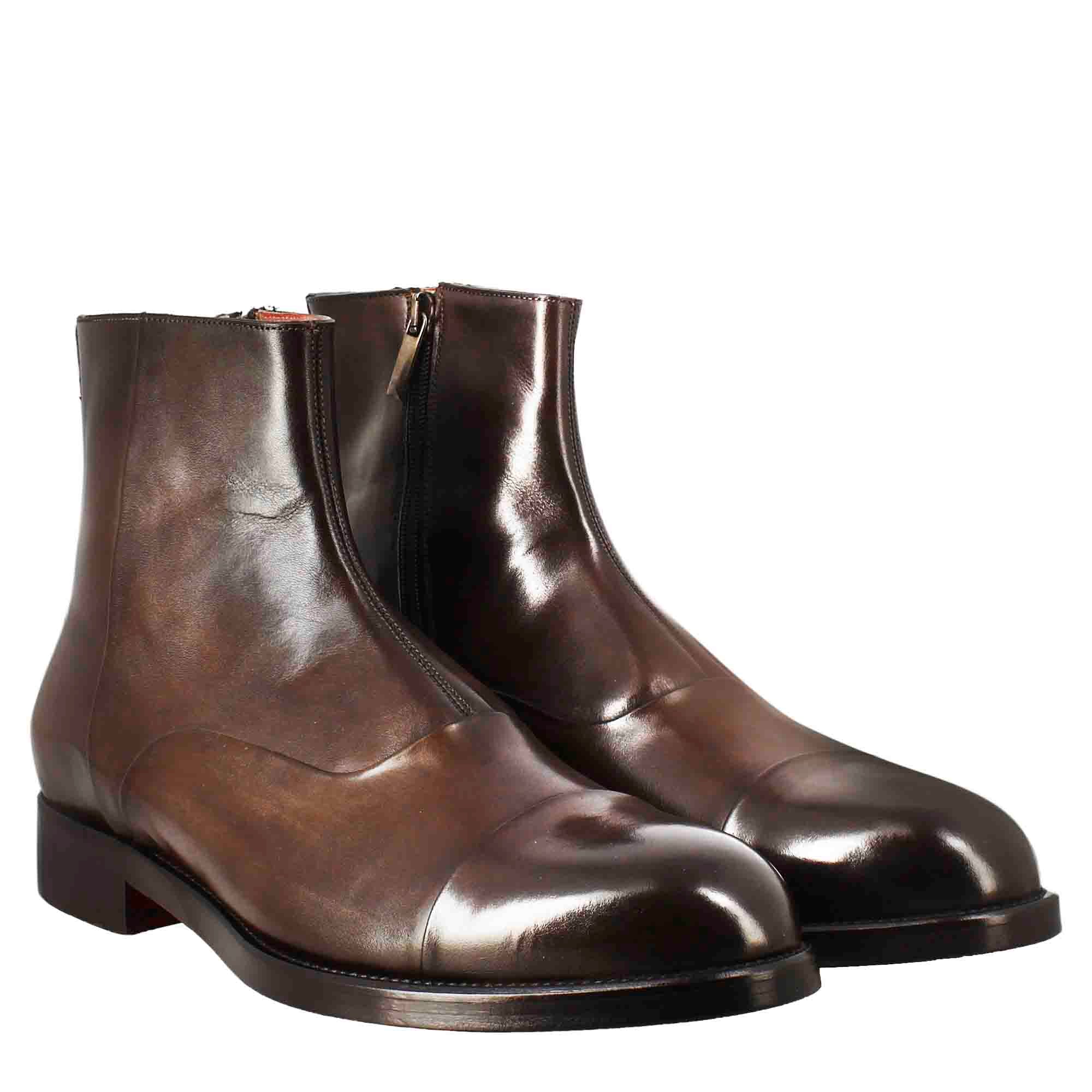 Ankle Boots in Chocolate Leather