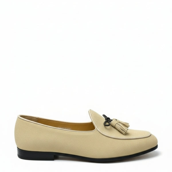 Stylish Suede Tassel Bow Loafers Shoes - Beige