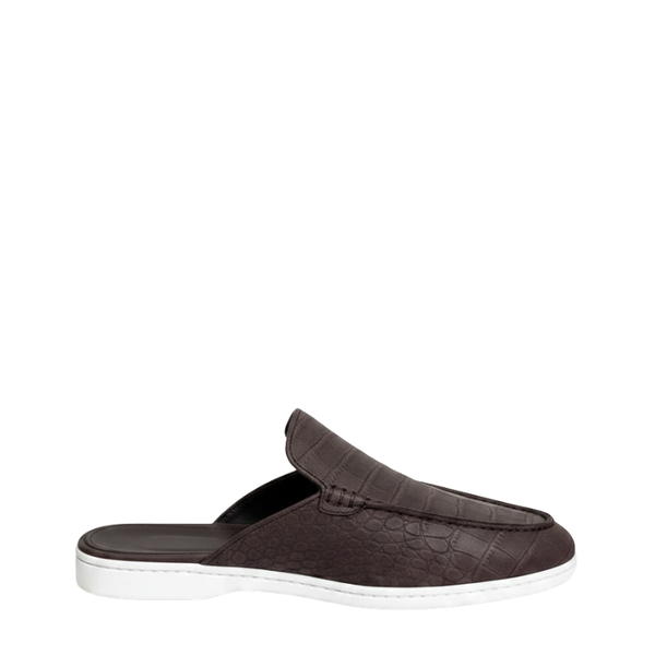 Stylish and Comfort Mule With Crocodile Pattern - Chocolate Brown