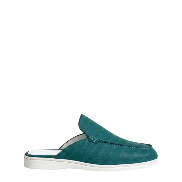 Stylish and Comfort Mule With Crocodile Pattern - Teal Blue
