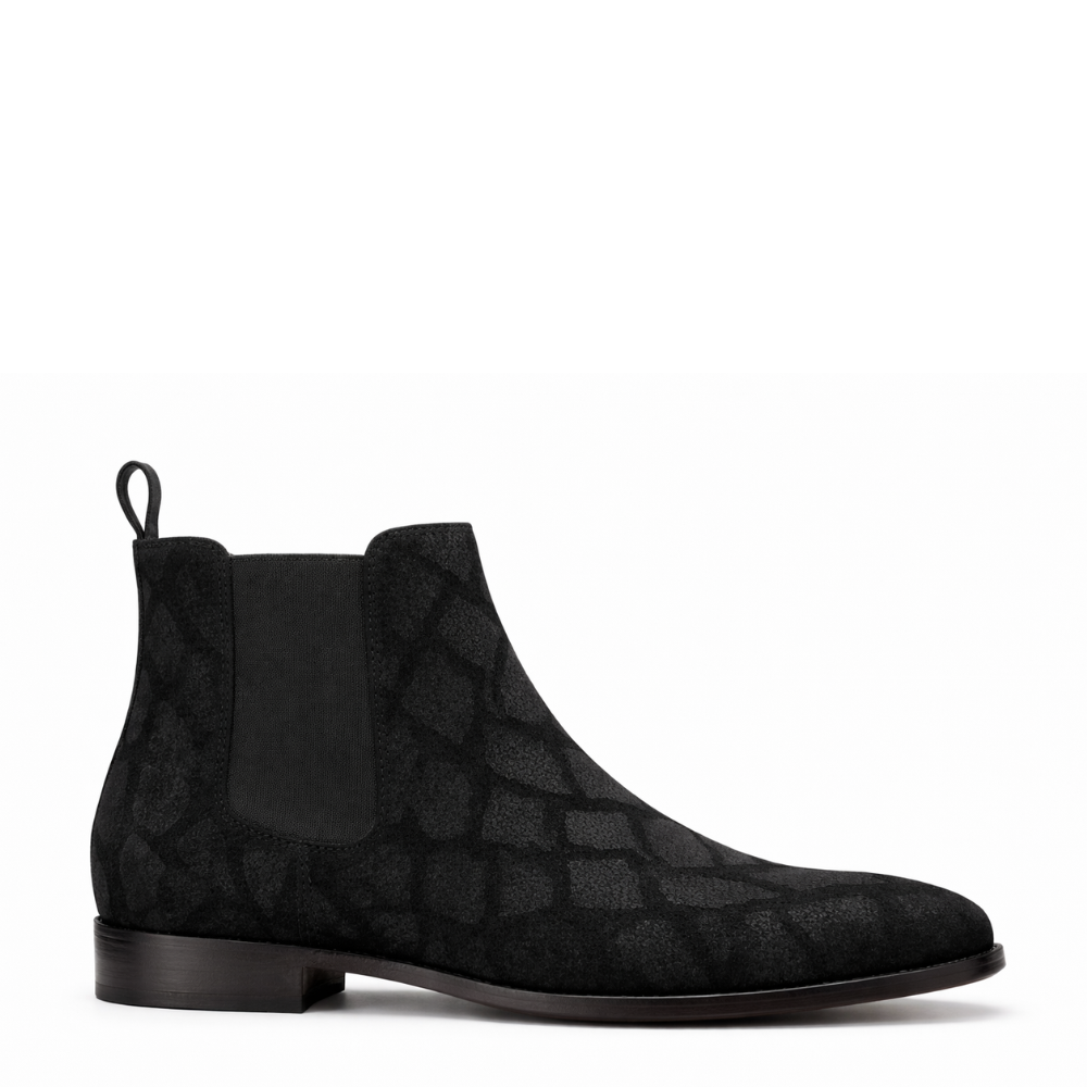 Suede Grid Texture Italian Chelsea Boots