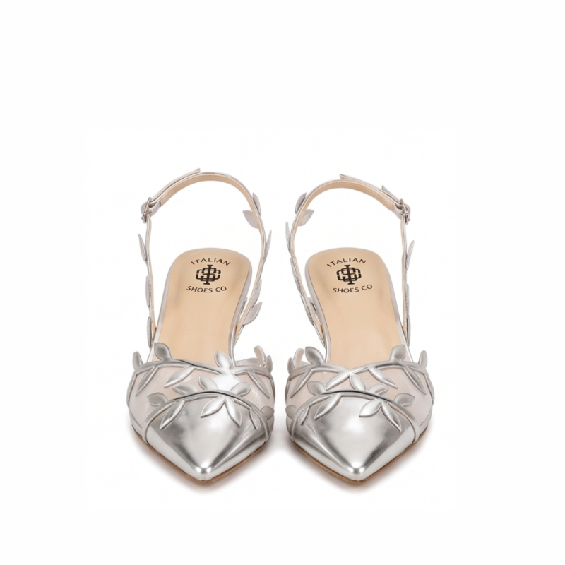 Sylvie Leaf Metallic Slingback Heels