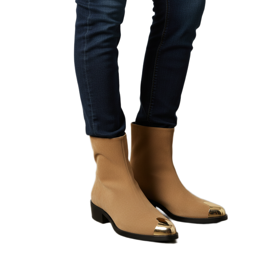 Punk Seude Golden Toe Boots