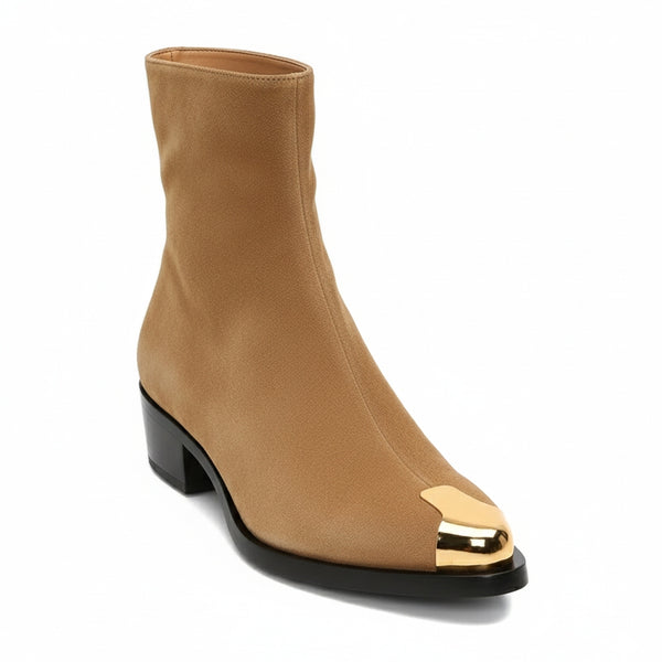Punk Suede Golden Toe Boots