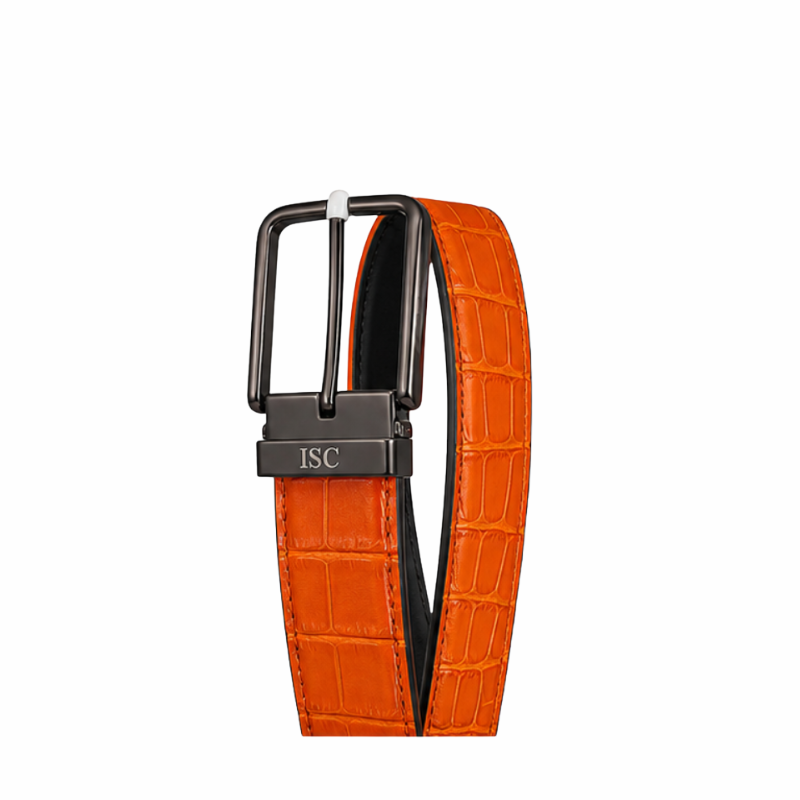 Tangerine Croc Gunmetal Classic Belt