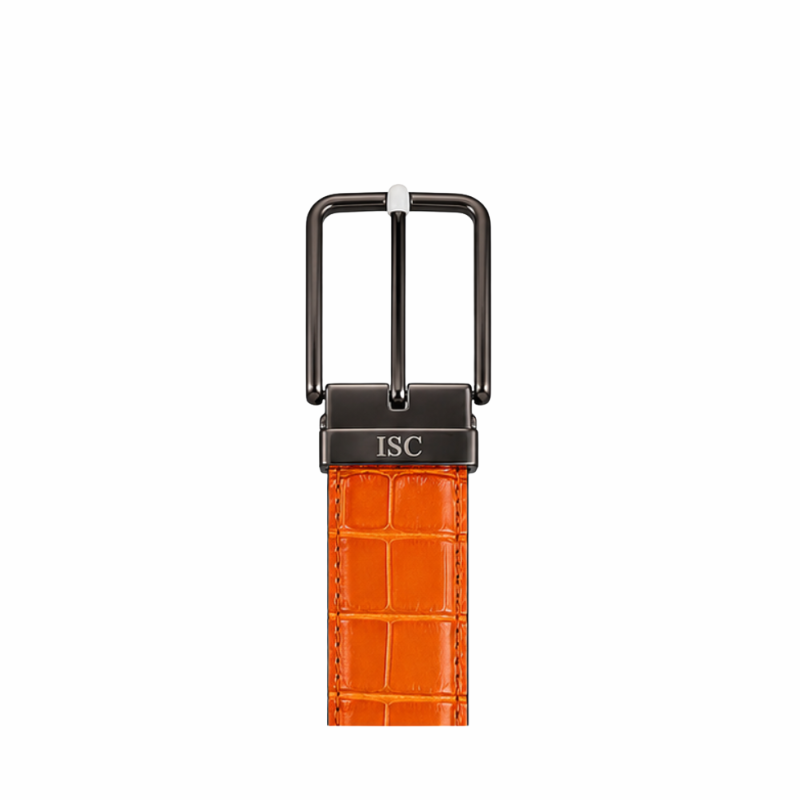 Tangerine Croc Gunmetal Classic Belt