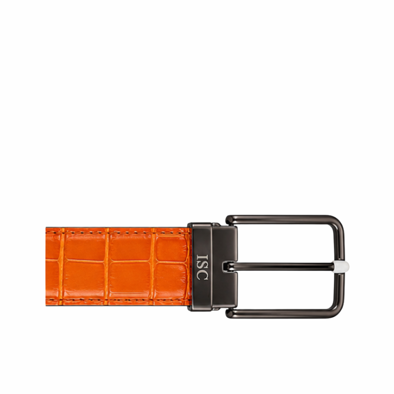 Tangerine Croc Gunmetal Classic Belt