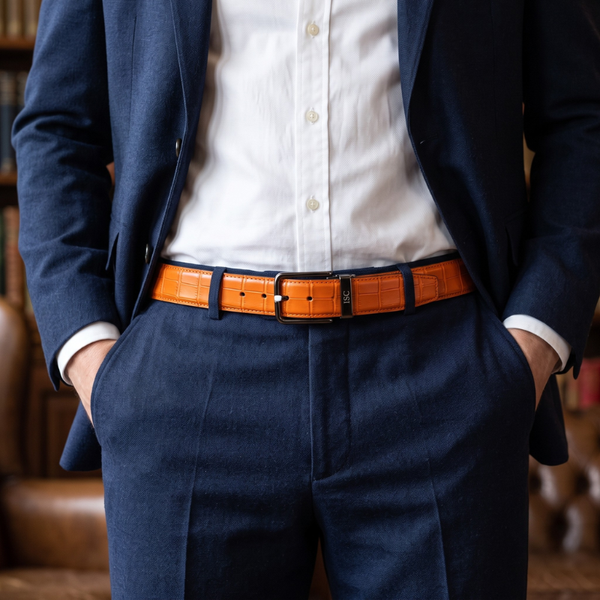 Tangerine Croc Gunmetal Classic Belt