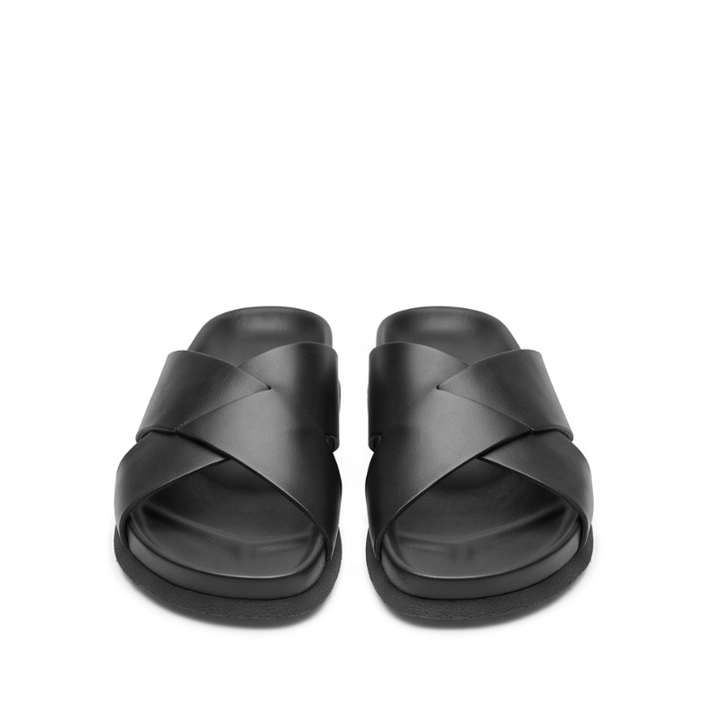 Terra Cross Leather Slide Sandal in leather