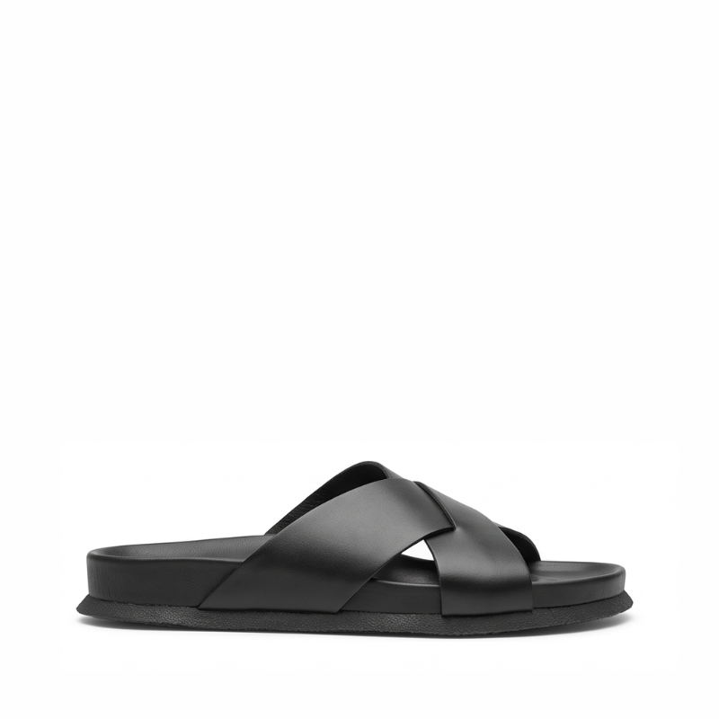 Terra Cross Leather Slide Sandal in leather
