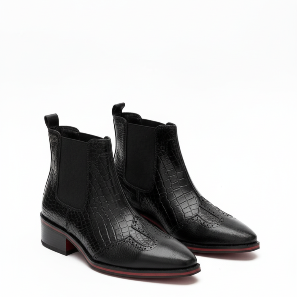 Luxury Croc Patterned Prime Chelsea Boots