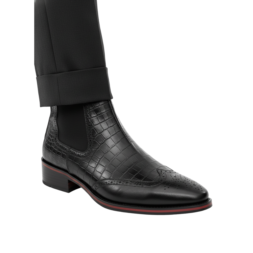 Luxury Croc Patterned Prime Chelsea Boots