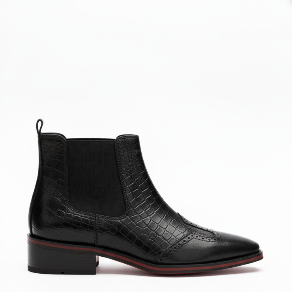 Luxury Croc Patterned Prime Chelsea Boots