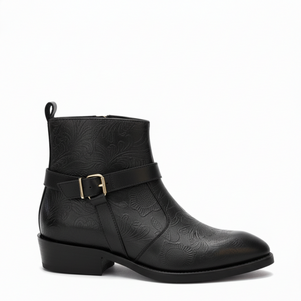 Luxury Leather Bukcle Elegant Detailing Boots
