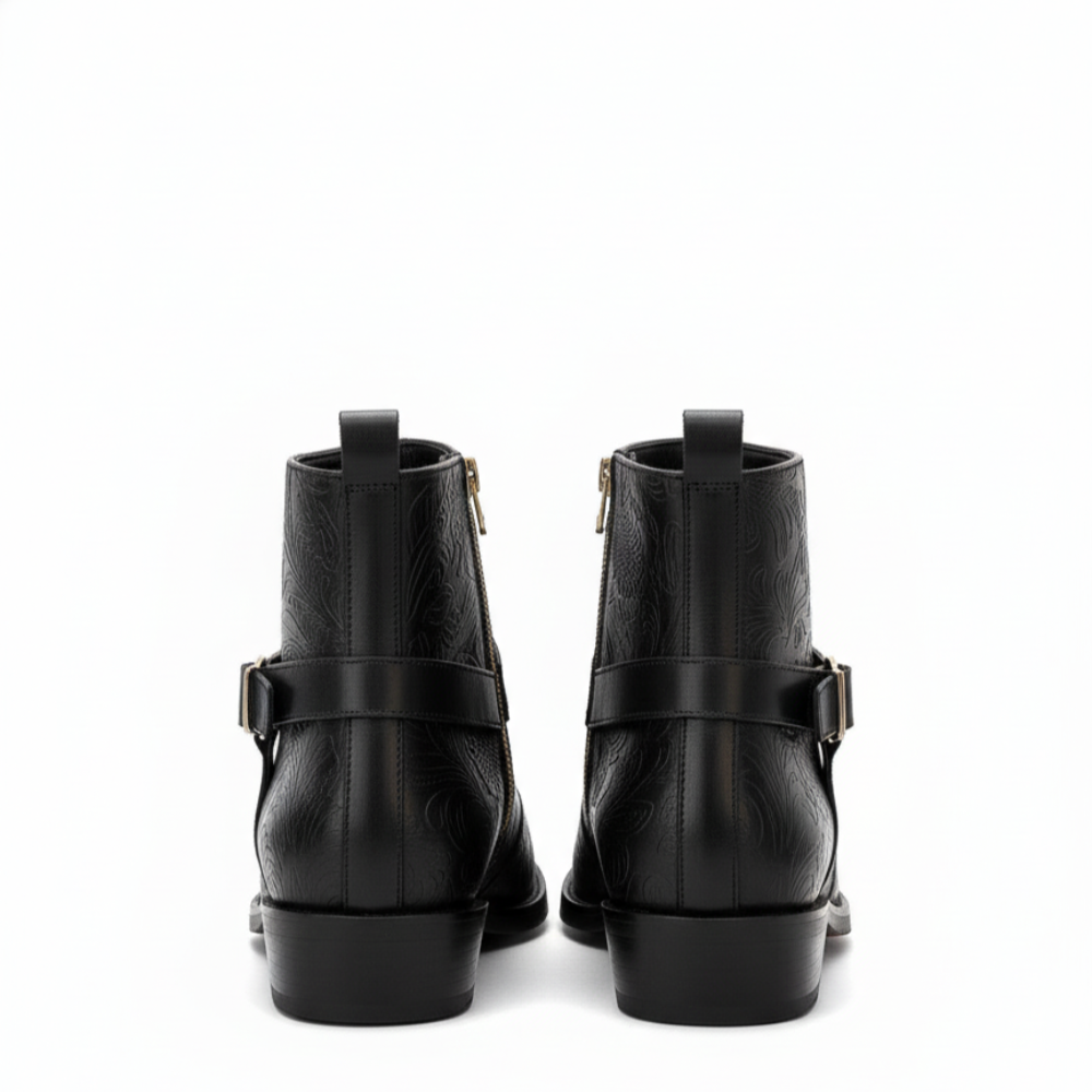 Luxury Leather Bukcle Elegant Detailing Boots