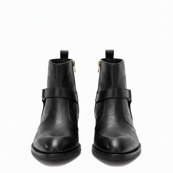 Luxury Leather Bukcle Elegant Detailing Boots