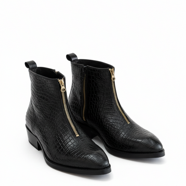 Golden Zipper Italian Luxe Chelsea Boots