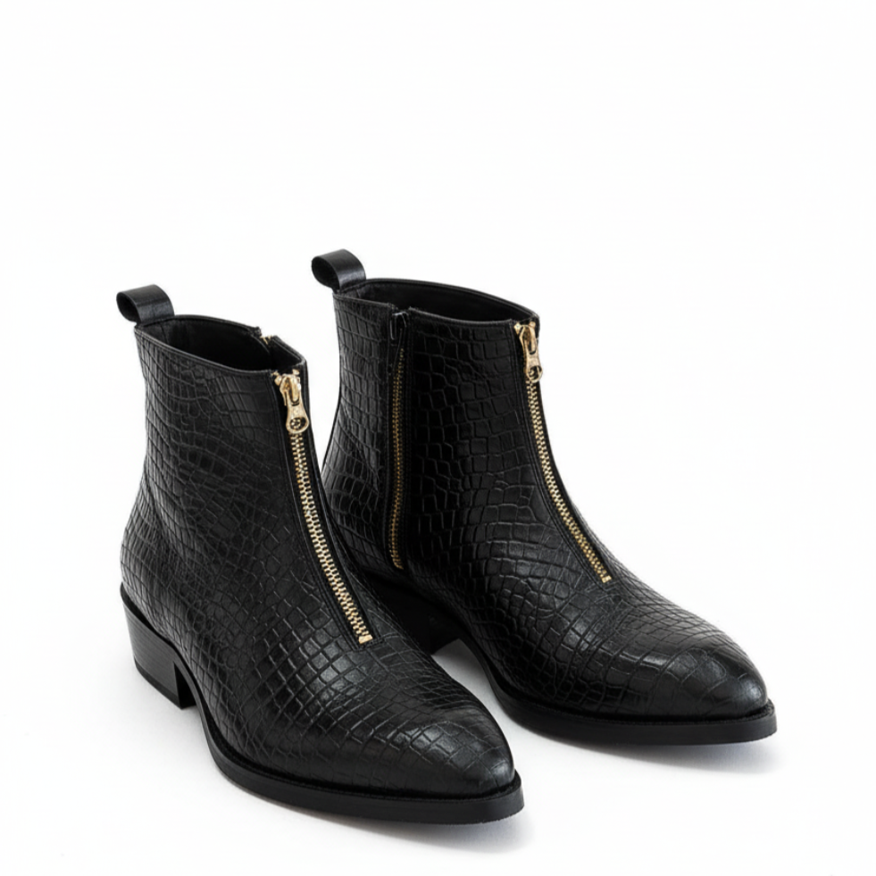 Golden Zipper Italian Luxe Chelsea Boots