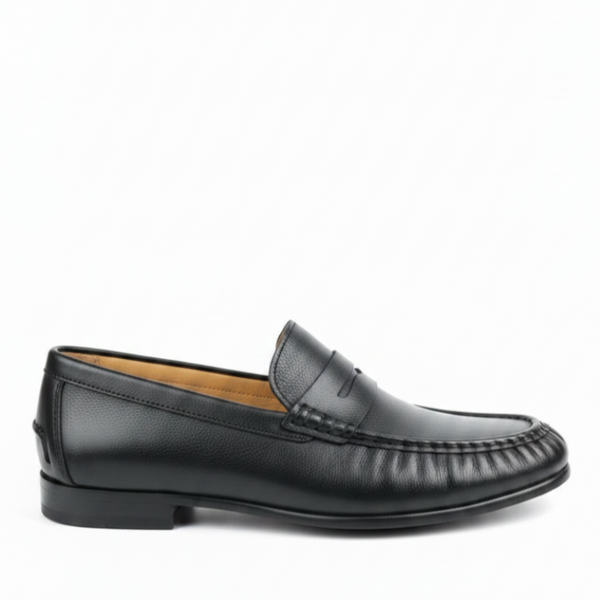 Torvian Regal Italian Penny Loafers - Black