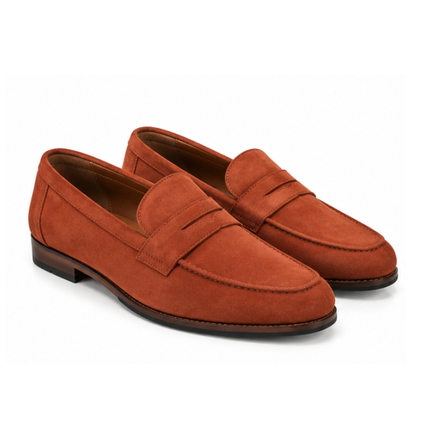 Tuscany Terracotta Suede Penny Loafers