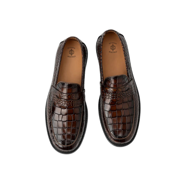 Croco Leather Printed Loafer
