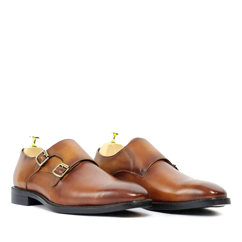 Classic Brown Monk Strap Shoes